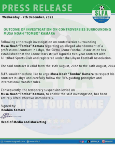 Musa Tombo suspension lifted