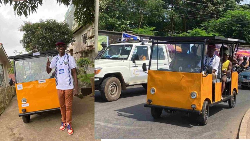 Sierra Leone's 20-year-old James Samba built the first-ever locally made electric vehicle from Sierra Leone