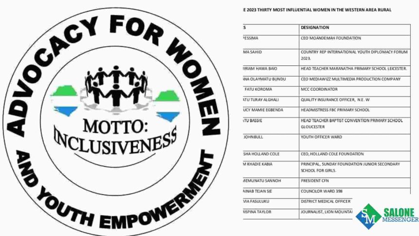 Breaking News: List of 30 Most Influential women in the Western Area Rural District 2023 Release.