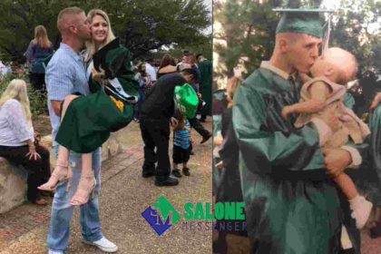 Dad took his daughter to his graduation, and 18 years later he proudly accompanied his daughter at her graduation.