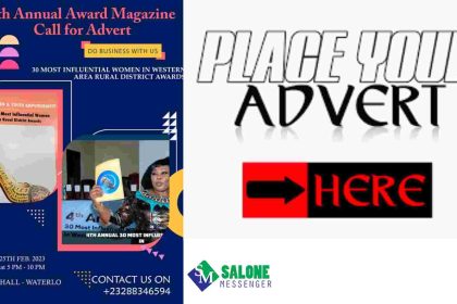 Place Your Ad in the Fifth Edition of 30 Most Influential Women in Western Area Rural District Magazine
