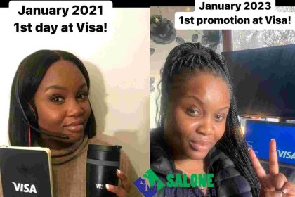 Young Lady Celebrates After Receiving Promotion at Visa