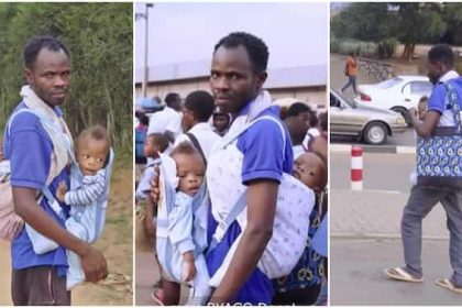 Dad of 7 Begs on the Streets With Babies After He Was Fired From Work for Arriving Late and Wife Abandoned Him