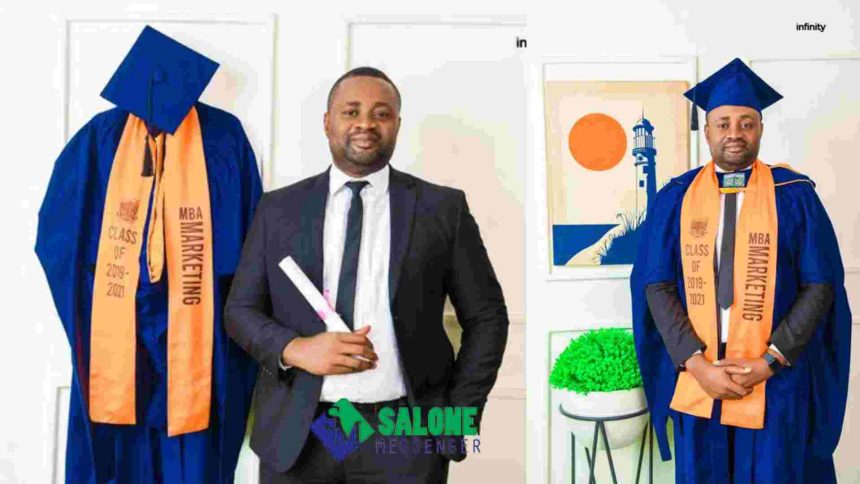 Man graduates with Masters in Marketing Despite the numerous constrains