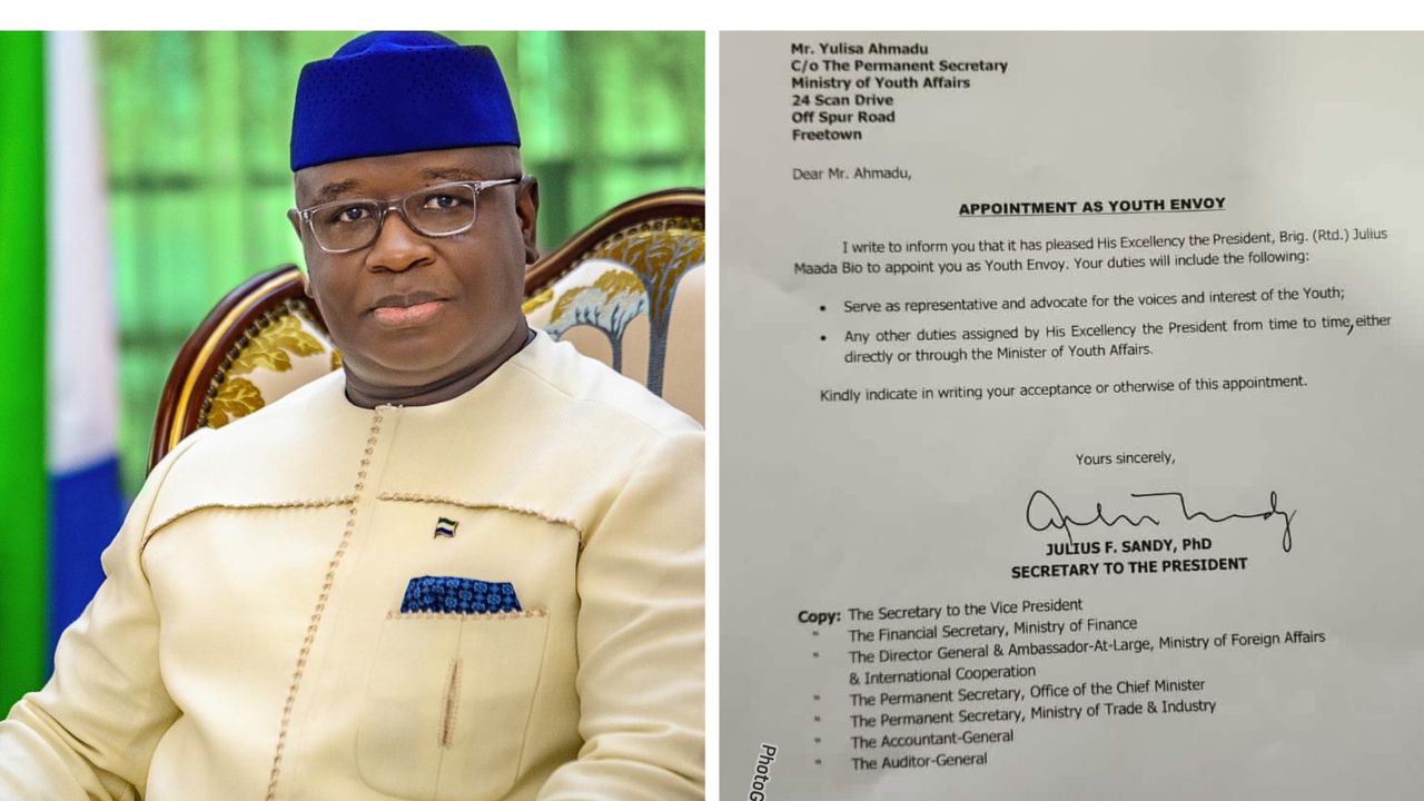 Shocking! President Bio's Youth Envoy pick leaves Sierra Leoneans stunned