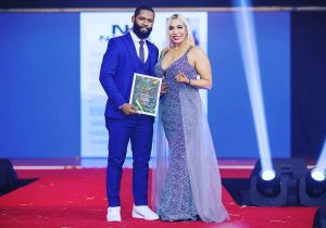 Ishmael Brima Koroma, the CEO and founder of Neeks Fashion received the award from Mrs Ammetta Malhotra Bergin