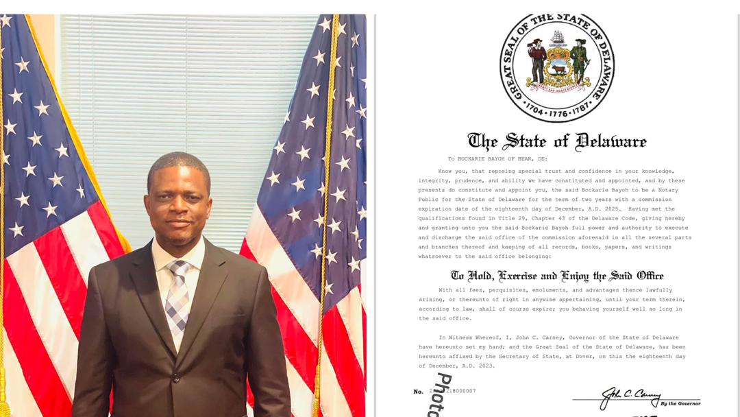 Sierra Leone’s CEO Bockarie Bayoh Becomes Delaware Newest Notary Public