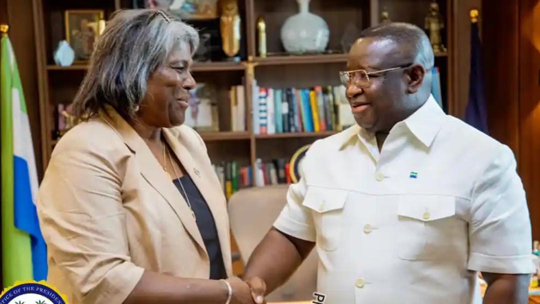 U.S. Ambassador Linda Thomas-Greenfield and President Julius Maada Bio
