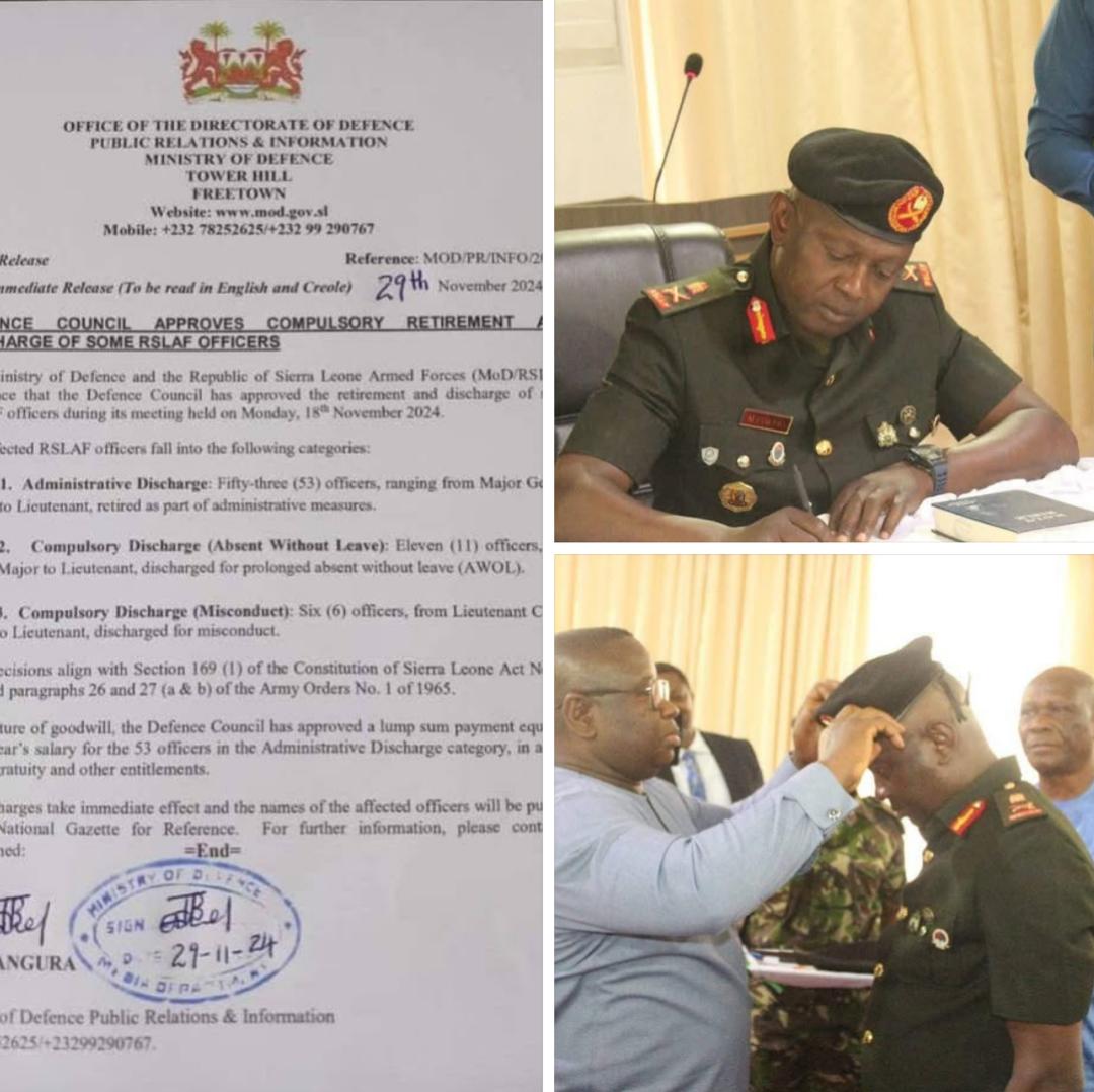 RSLAF Retires 70 Officers, Implements Major Command Restructuring.