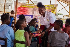 Food donation by Pamela Jah to the blind 